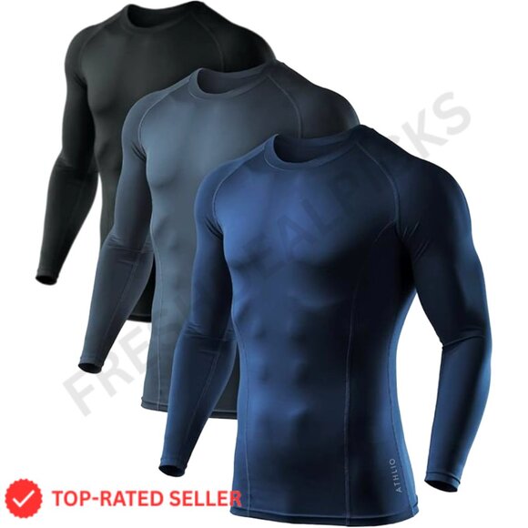 Men's Long Sleeve Compression Shirt UPF 50+ Athletic Workout Base Layer